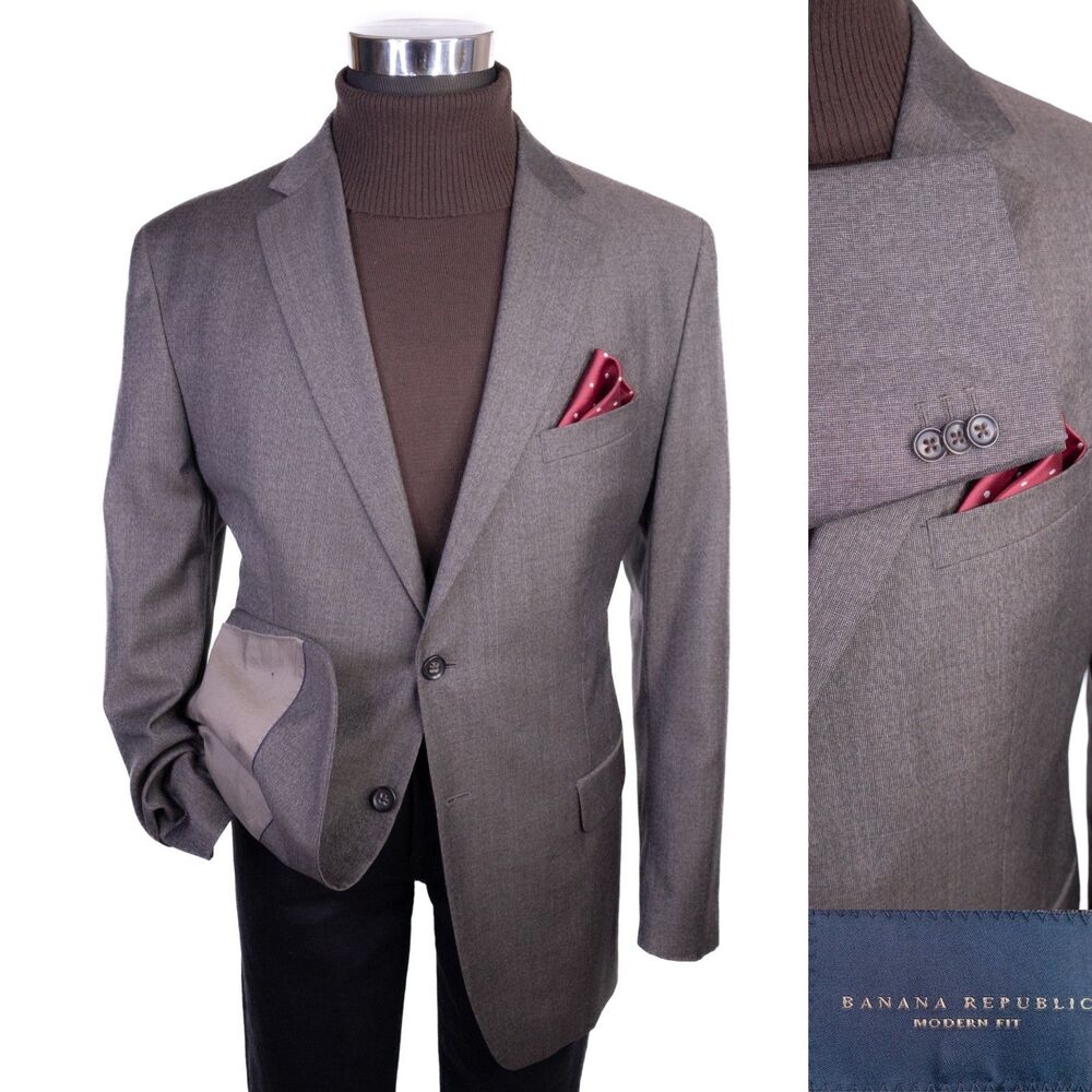 BANANA REPUBLIC Blazer Sport Coat 2 Button Casual Jacket Sz 44R Wool Modern Fit